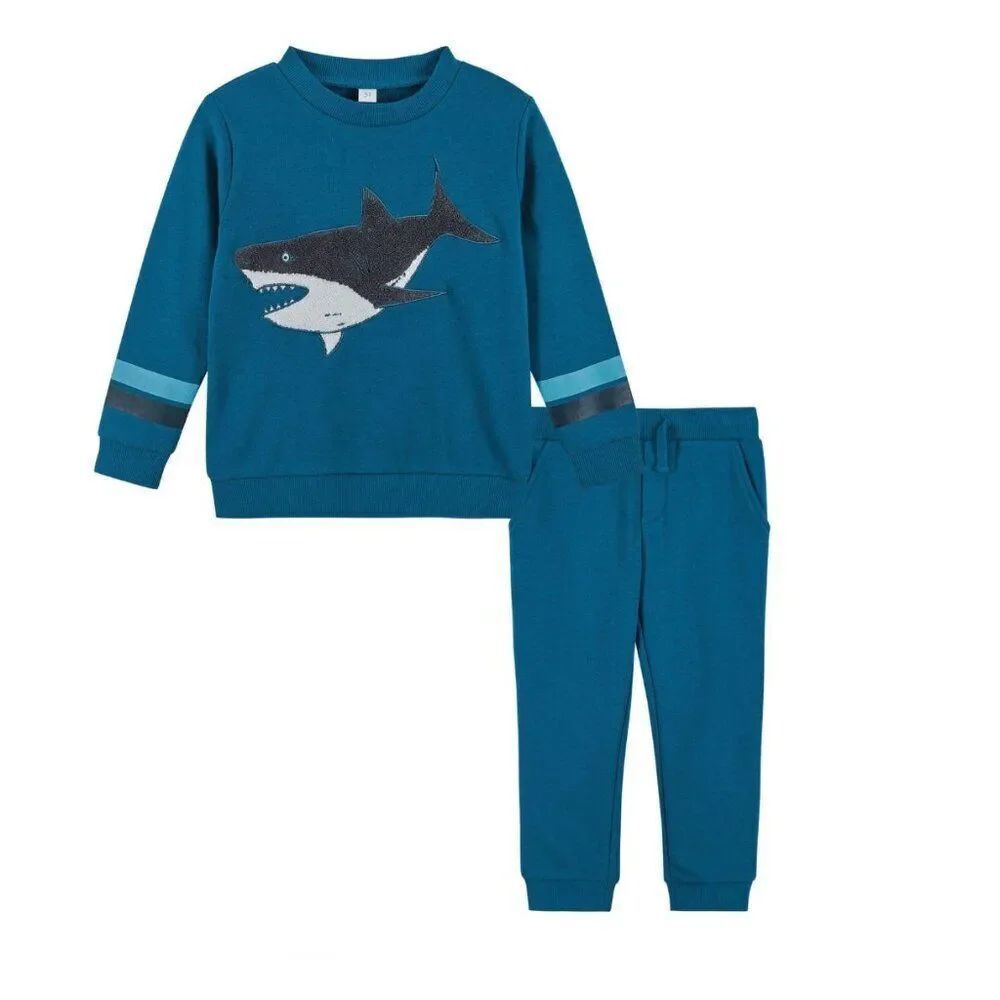 Andy & Evan Blue Shark 2 piece sweatsuit NWT size 7